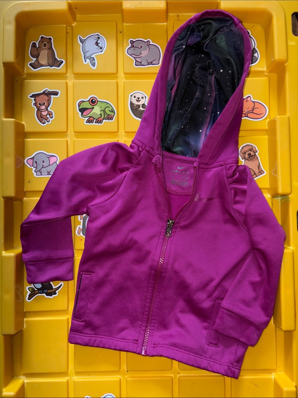 Nike Magenta Girls' Zip Hoodie with Starry Hood Lining